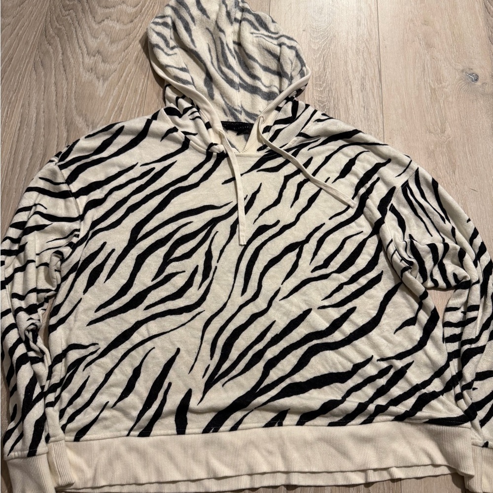 Jane and Delancey Zebra Print Hoodie - Black and Cream